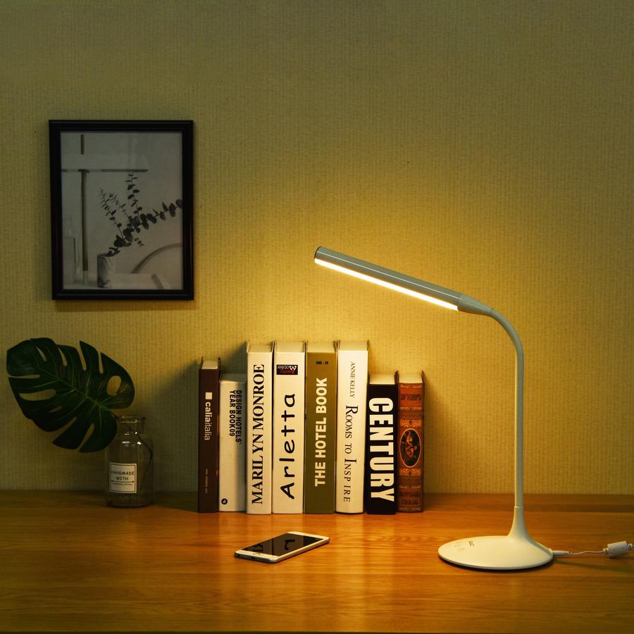 Data Accessories Company Desk Lamp - 15" Height - 6 W LED Bulb - Desk Mountable - White - for Office, Home, Dorm. Picture 4