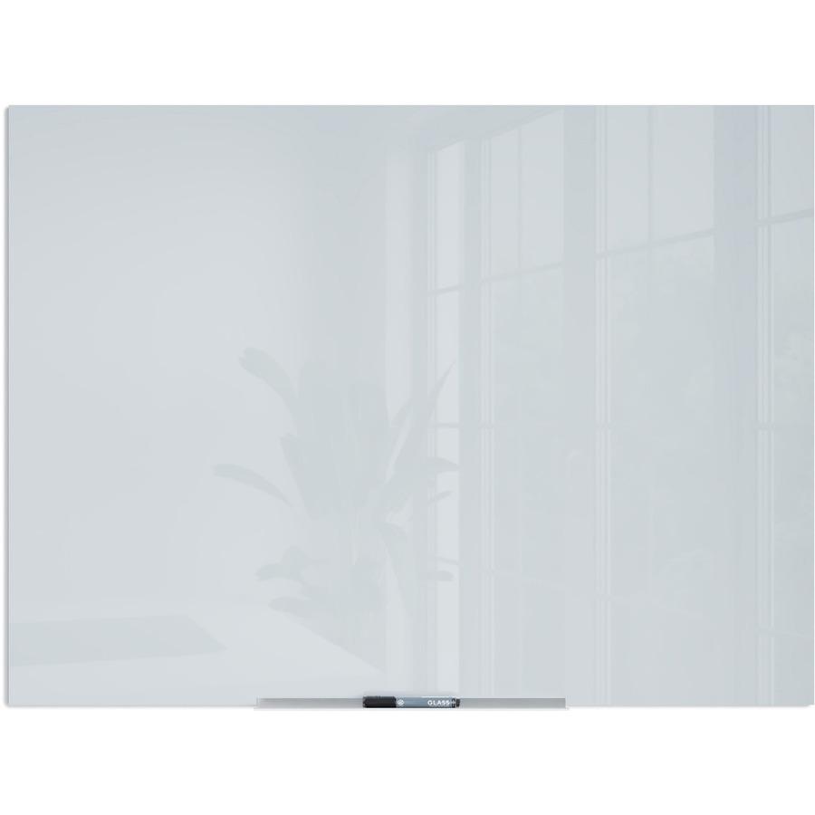 U Brands Floating Glass Dry Erase Board - 35" (2.9 ft) Width x 47" (3.9 ft) Height - Frosted White Tempered Glass Surface - Rectangle - Horizontal/Vertical - 1 Each. Picture 5
