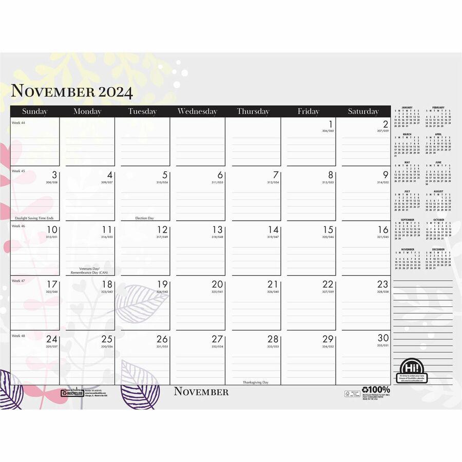 House of Doolittle Wild Flower Monthly Desk Pad - Julian Dates - Monthly - 12 Month - January - December - 1 Month Single Page Layout - Leatherette - Desk Pad - Multi, Black - Leatherette, Chipboard -. Picture 14