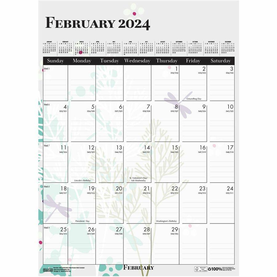 House of Doolittle Wild Flower Monthly Wall Calendar - Large Size - Julian Dates - Monthly - 12 Month - January - December - 1 Month Single Page Layout - Wire Bound - Chipboard - 16.5" Height x 12" Wi. Picture 16