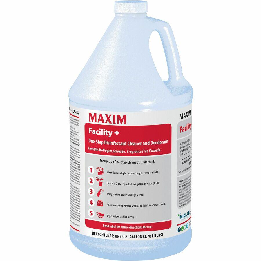 Maxim Facility+ One Step Disinfectant - 128 fl oz (4 quart) - 4 / Carton - Clear. Picture 2