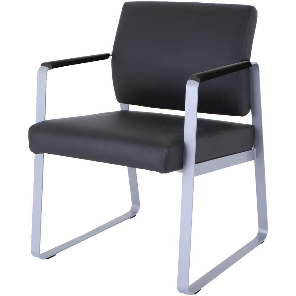 Lorell Healthcare Seating Guest Chair - Silver Powder Coated Steel Frame - Black - Vinyl - 1 / Each. Picture 11