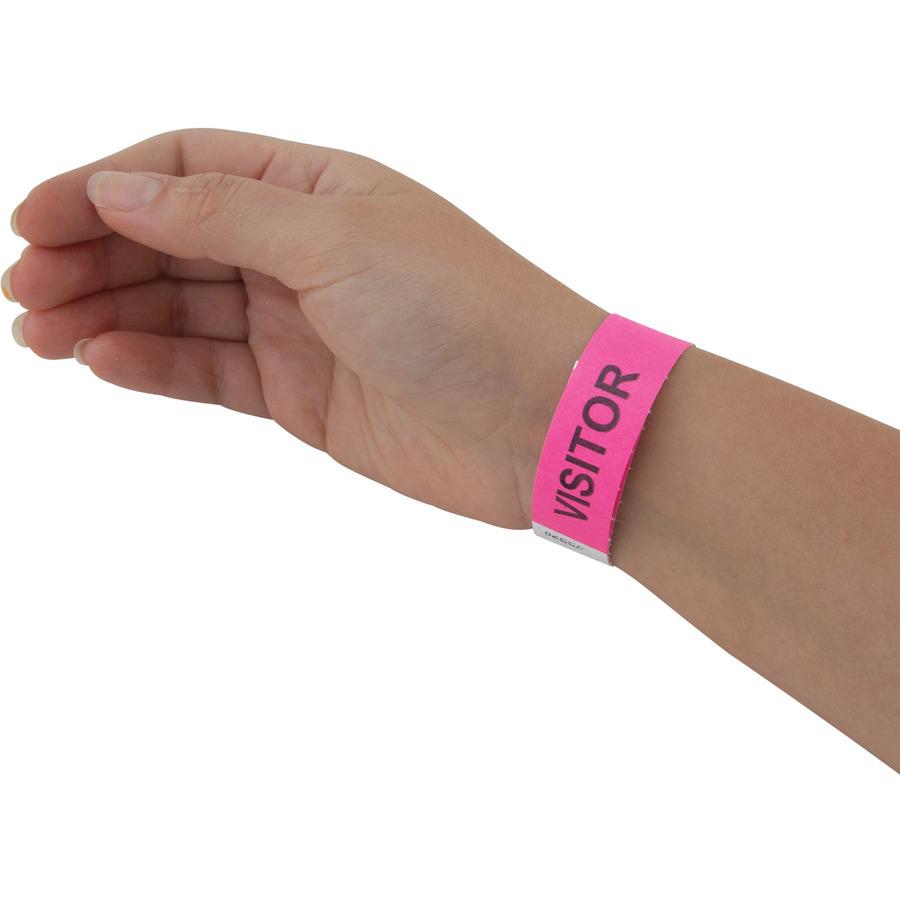 Advantus COVID Prescreened Visitor Wristbands - 3/4" Width x 10" Length - Rectangle - Pink - Tyvek - 500 / Pack. Picture 8