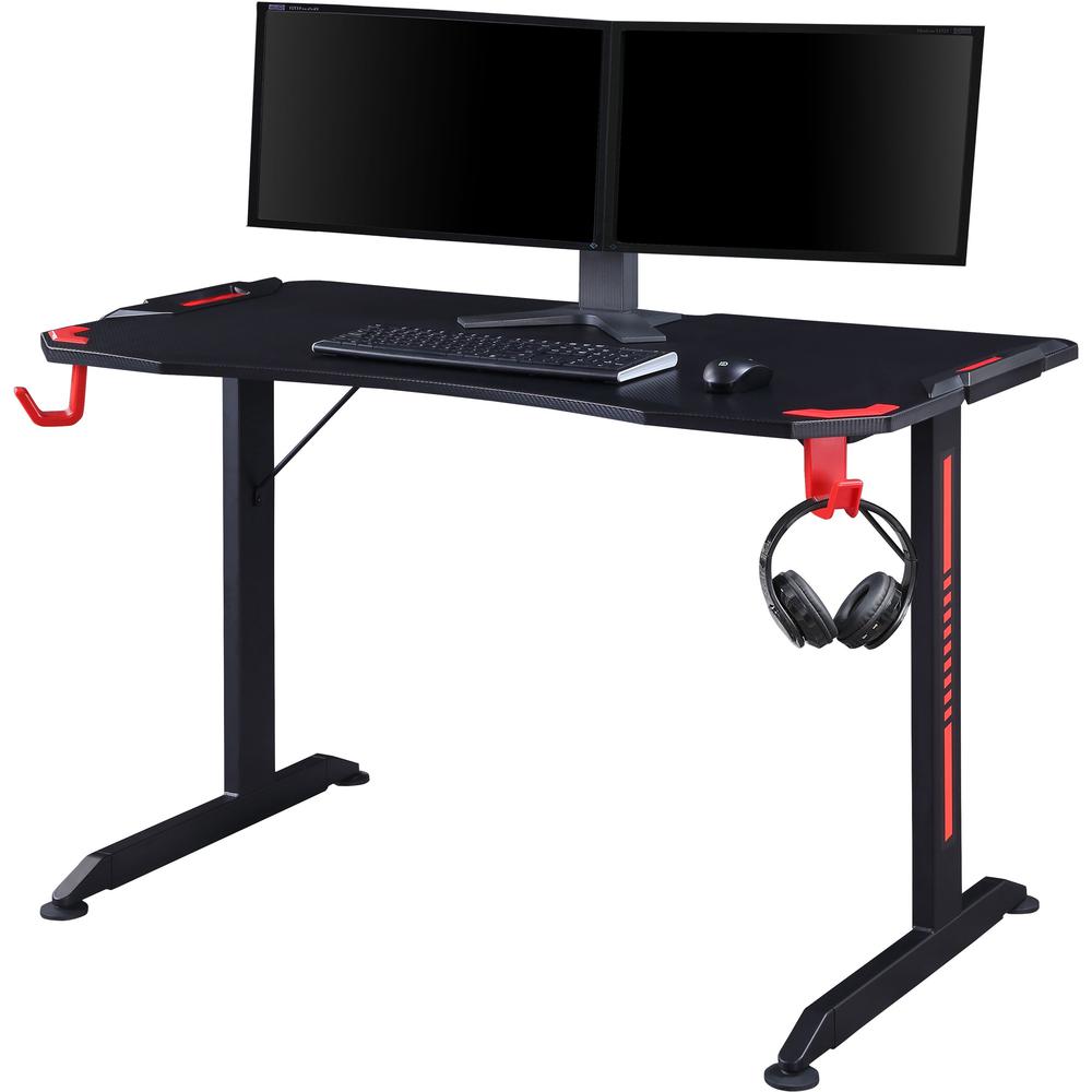Lorell Gaming Desk - Powder Coated Base - 127 lb Capacity - 36" Height x 48" Width x 26" Depth - Assembly Required - Black - Medium Density Fiberboard (MDF), Polyvinyl Chloride (PVC), Melamine, Carbon. Picture 14