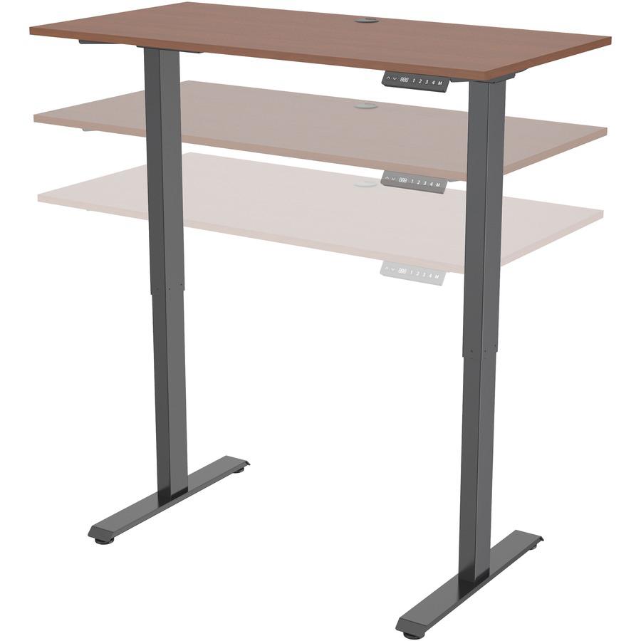 Lorell Height-Adjustable 2-Motor Desk - Dark Walnut Rectangle Top - Black T-shaped Base - 48" Table Top Length x 24" Table Top Width x 0.70" Table Top Thickness - 47.20" Height - Assembly Required - B. Picture 6