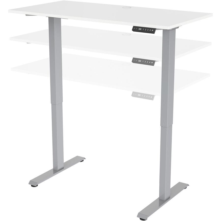 Lorell Height-Adjustable 2-Motor Desk - White Rectangle Top - Gray T-shaped Base - 48" Table Top Length x 24" Table Top Width x 0.70" Table Top Thickness - 47.20" Height - Assembly Required. Picture 7