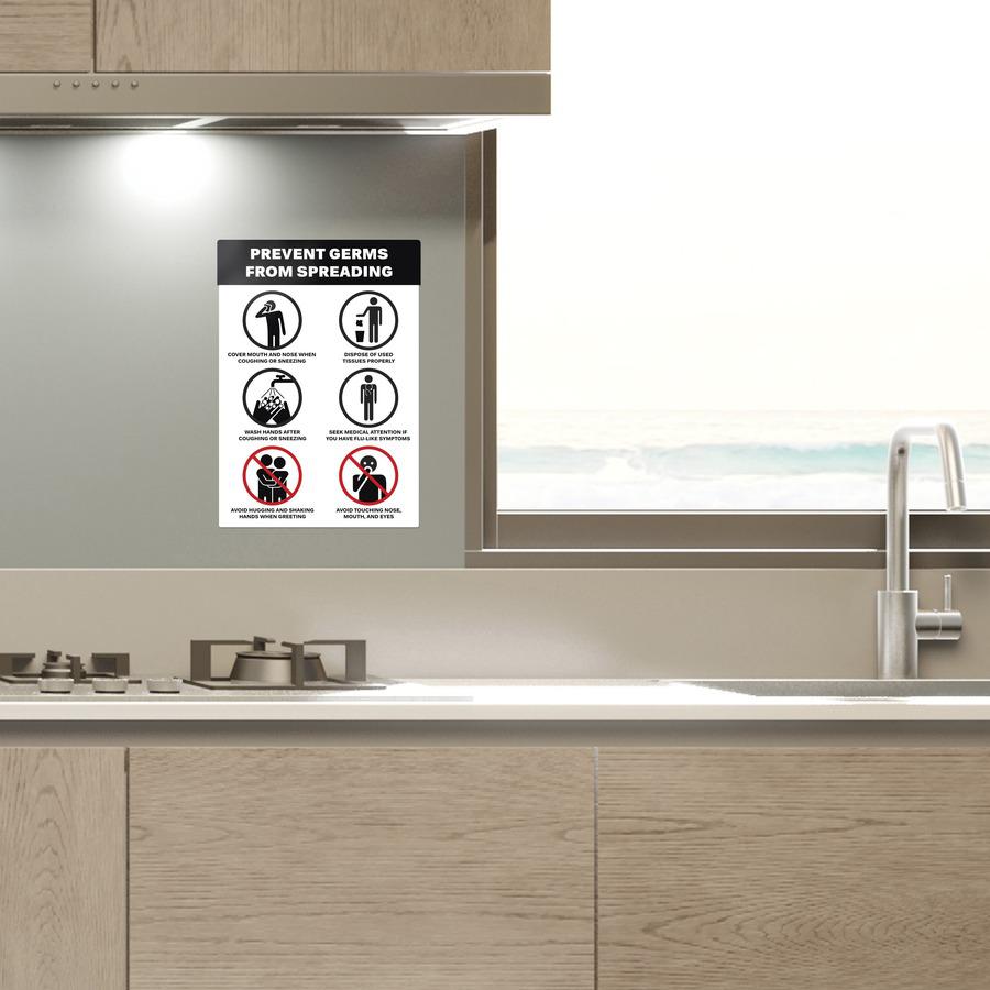 Avery&reg; Surface Safe PREVENT GERMS Wall Decals - 5 / Pack - Prevents Germs from Spreading Print/Message - 7" Width x 10" Height - Rectangular Shape - Water Resistant, Pre-printed, Chemical Resistan. Picture 3
