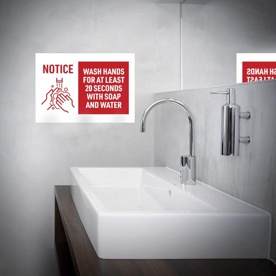 Avery&reg; Surface Safe NOTICE WASH HANDS Wall Decals - 5 / Pack - Wash Hands for at Least 20 Seconds Print/Message - 7" Width x 10" Height - Rectangular Shape - Water Resistant, Pre-printed, Chemical. Picture 4