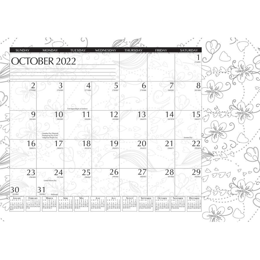 House of Doolittle Academic Doodle Monthly Desk Pad Calendar - Academic - Julian Dates - Monthly - 12 Month - August 2023 - July 2024 - 1 Month Single Page Layout - 22" x 17" Sheet Size - 2.38" x 1.88. Picture 4