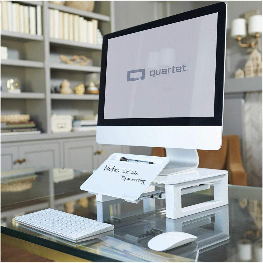 Quartet Monitor Riser with Glass Dry-Erase Board Desktop - 100 lb Load Capacity - 5" Height x 10" Width - Desktop - White. Picture 10