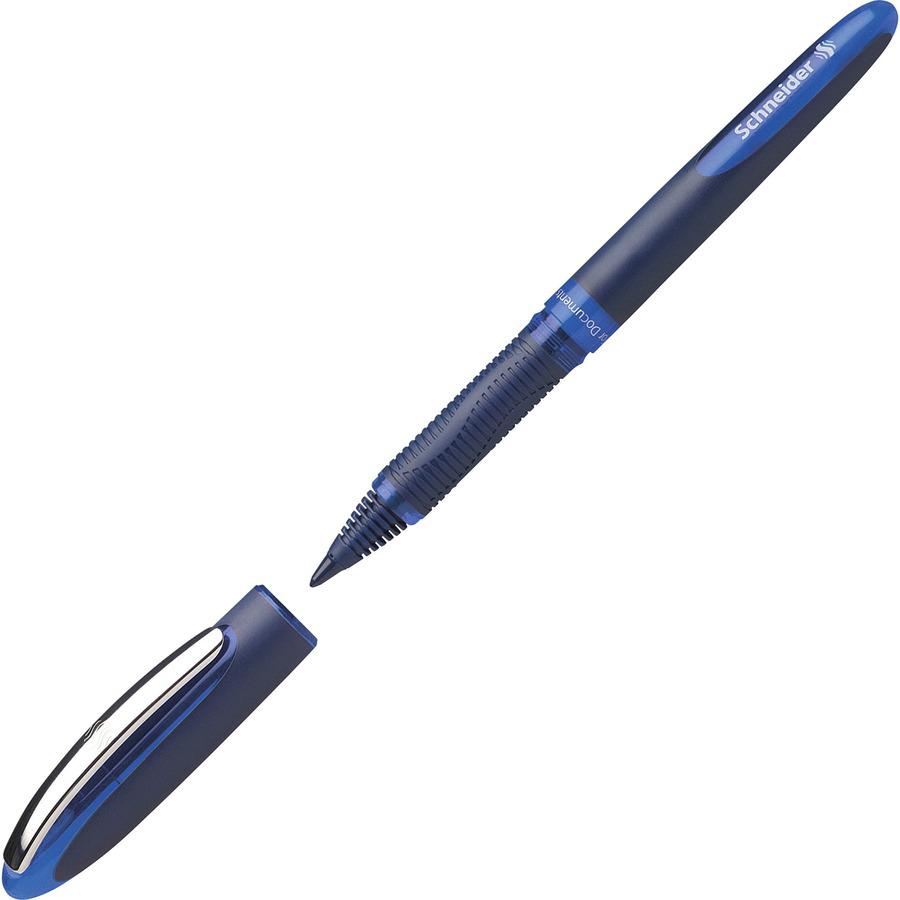 Schneider One Business Rollerball - Medium Pen Point - 0.6 mm Pen Point Size - Blue - Blue, Dark Blue Barrel - 10 / Pack. Picture 6