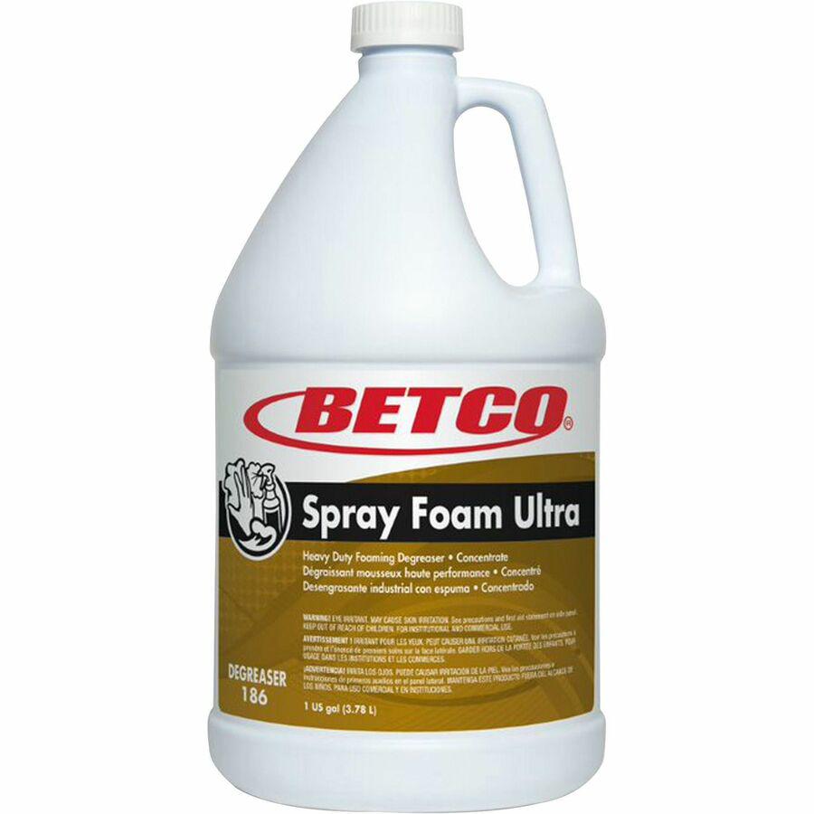 Betco Spray Foam Ultra Degreaser - Concentrate Foam Spray, Liquid - 128 fl oz (4 quart) - 4 / Carton - Amber. Picture 2