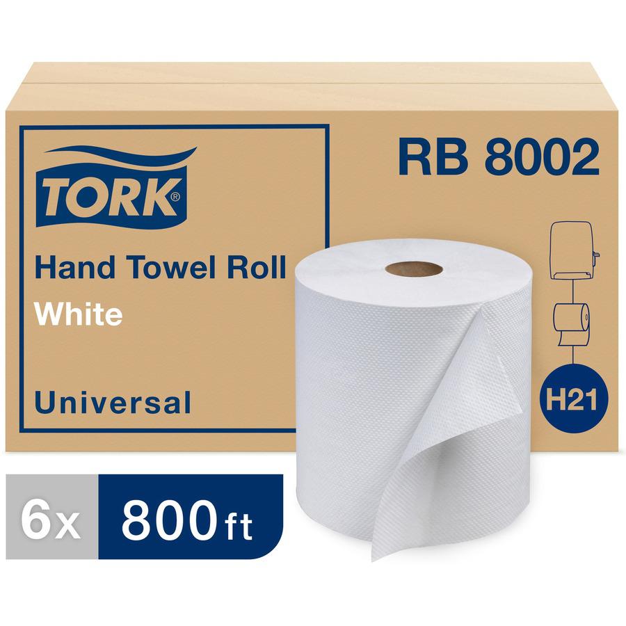 TORK Hand Towel Roll, White, Universal - 1 Ply - 7.88" x 800 ft - 7.80" Roll Diameter - White - Easy to Use, Embossed - For Hand - 1 Roll. Picture 2