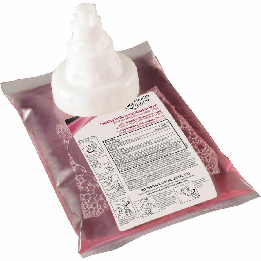 Health Guard Foaming Antibacterial Moisture Wash - Grapefruit ScentFor - 33.8 fl oz (1000 mL) - Kill Germs - Multipurpose - Moisturizing - Antibacterial - Pink - Humectant - 4 / Carton. Picture 2