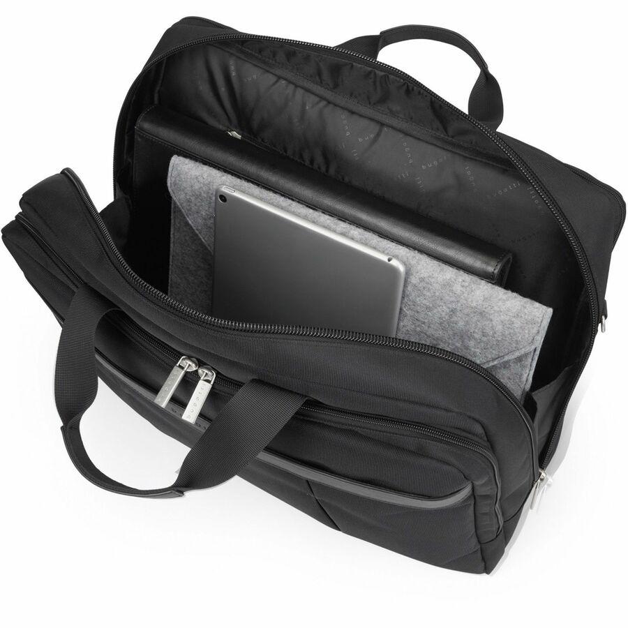 bugatti Bond Street Carrying Case (Briefcase) for 17" to 17.3" Notebook - Black - Damage Resistant, Tangle Resistant Shoulder Strap - Ballistic Nylon, Vegan Leather Trim - Trolley Strap, Handle, Shoul. Picture 9