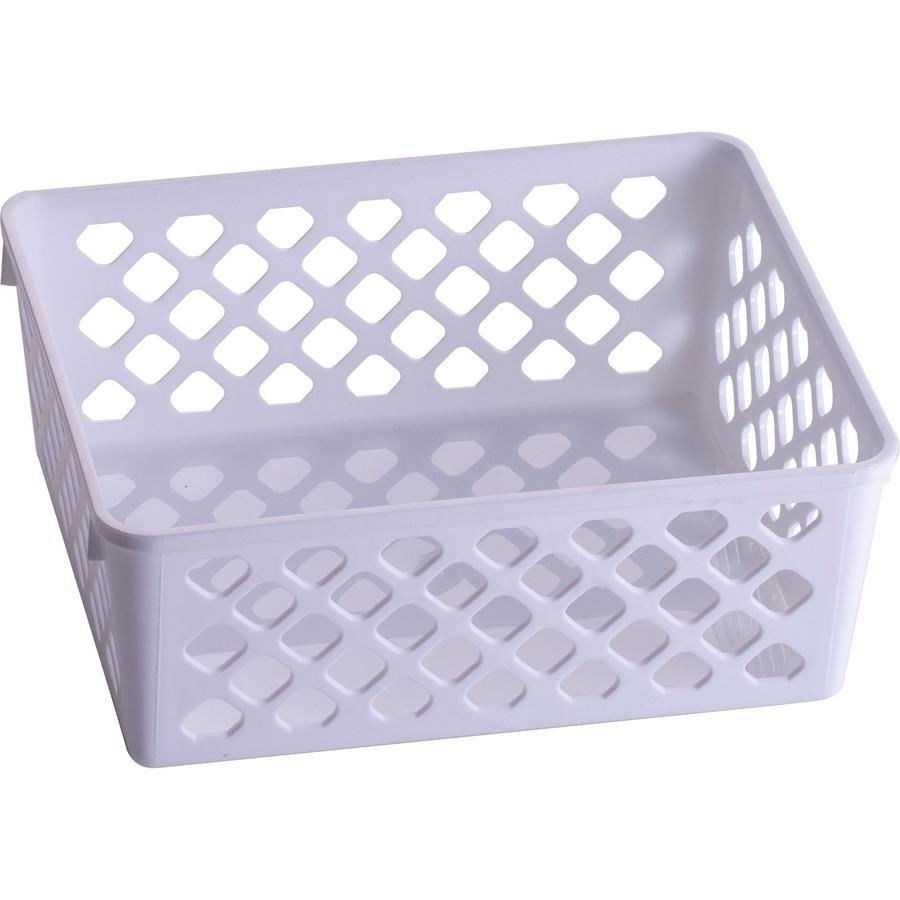 Officemate Achieva&reg; Medium Supply Basket, 3/PK - 2.4" Height x 6.1" Width x 5" Depth - Compact, Stackable, Storage Space - White - Plastic - 3 / Pack. Picture 4