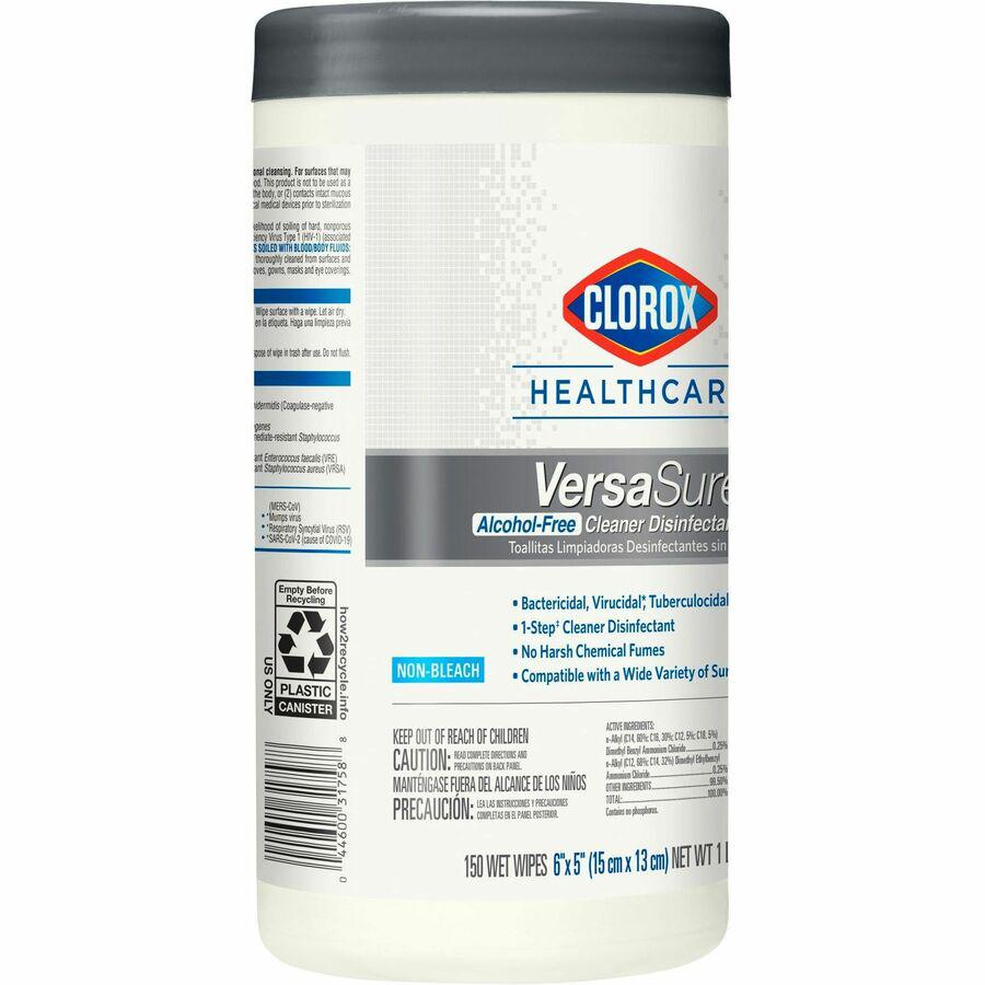 Clorox Healthcare VersaSure Disinfectant Wipes - Ready-To-Use 6.75" Width x 8" Length - 150 / Carton - 6 / Carton - White. Picture 15