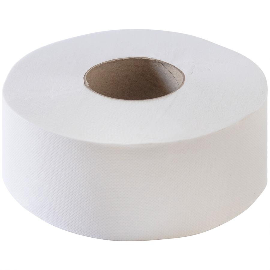 Genuine Joe 1-ply Jumbo Roll Bath Tissue - 1 Ply - 3.63" x 1200 ft - 8.88" Roll Diameter - White - Fiber - 12 / Carton. Picture 5