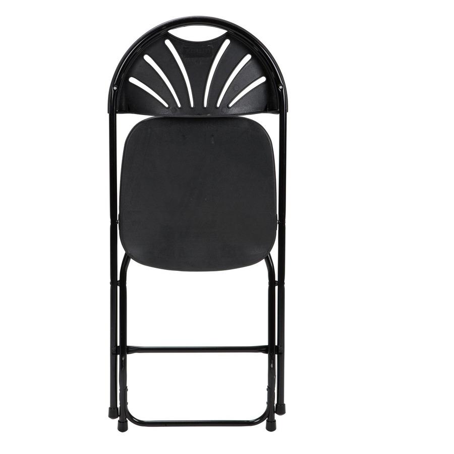 Dorel Zown Premium Fan Back Folding Chair - Black Seat - Black Polyethylene Back - Black Powder Coated Steel Frame - Four-legged Base - 8 / Carton. Picture 11