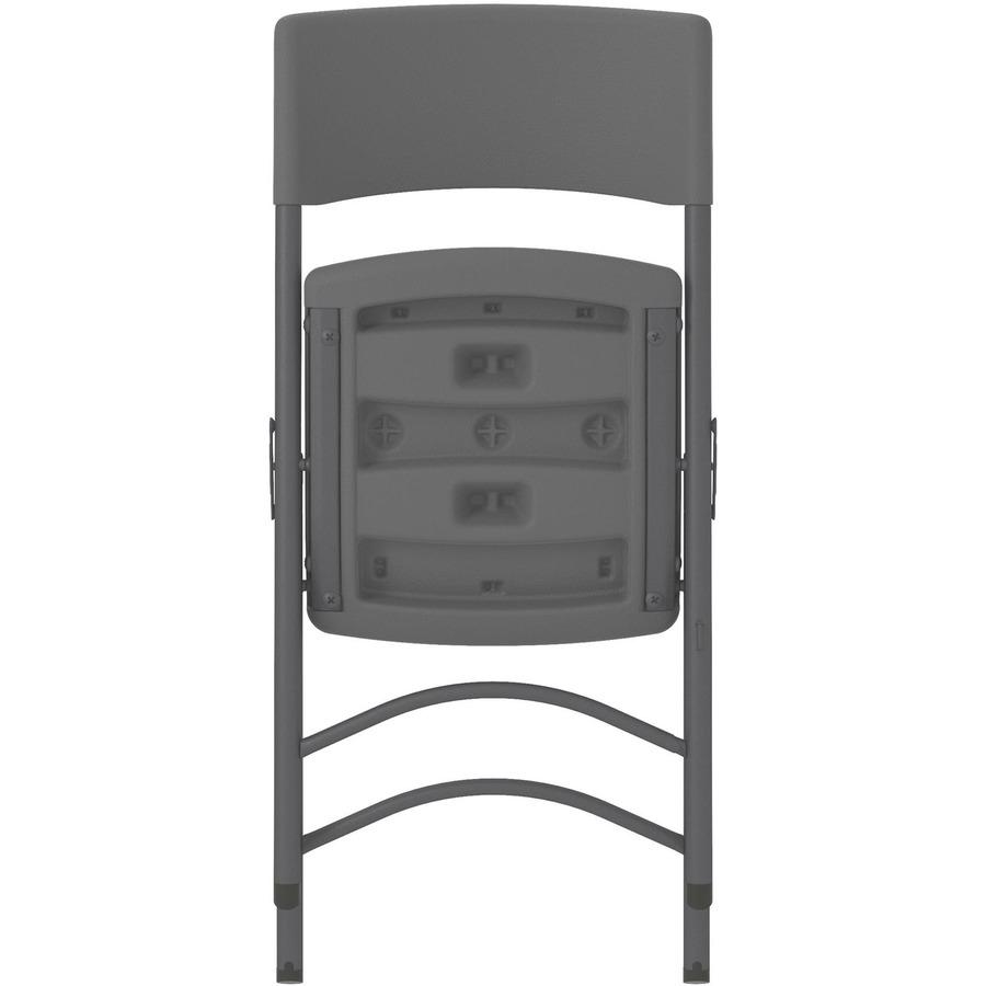 Cosco Zown Classic Commercial Resin Folding Chair - Gray Seat - Gray Back - Gray Steel, High Density Resin, High-density Polyethylene (HDPE) Frame - Four-legged Base - 4 / Carton. Picture 8