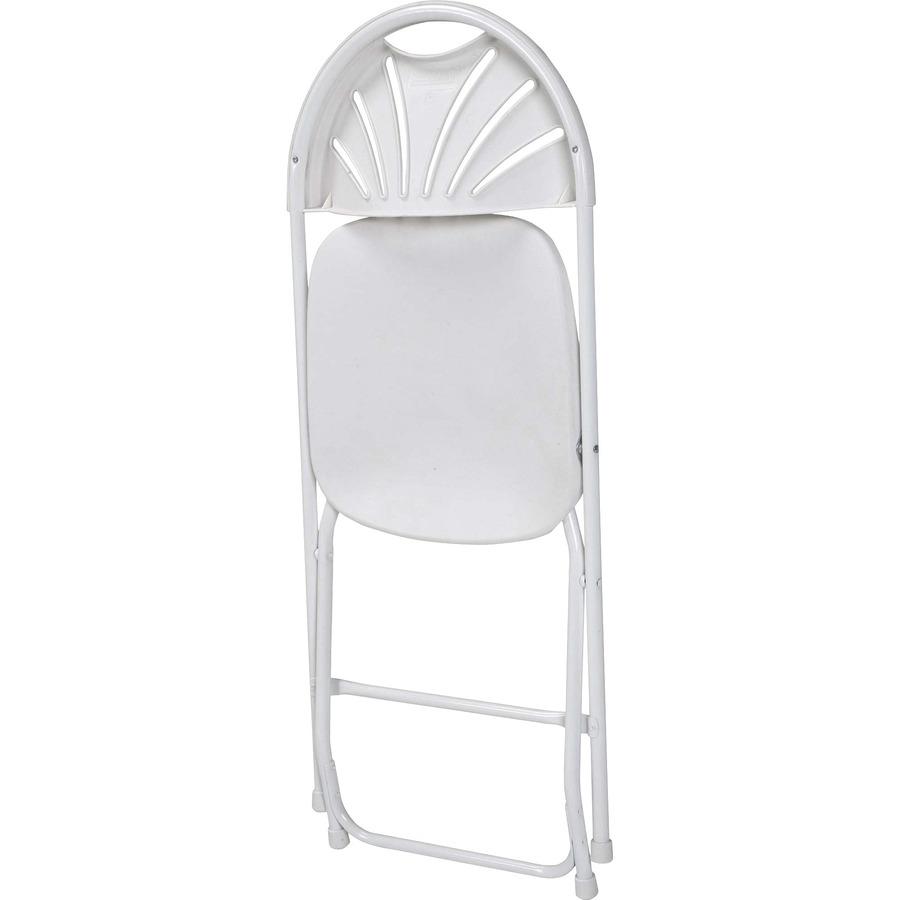 Dorel Zown Premium Fan Back Folding Chair - White Seat - White Polyethylene Back - White Powder Coated Steel Frame - Four-legged Base - 8 / Carton. Picture 9