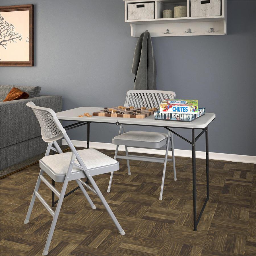 Cosco Fold Portable Indoor/Outdoor Utility Table - 200 lb Capacity - Adjustable Height - 48" Table Top Width x 24" Table Top Depth - 28" Height - Gray - Steel, Resin - 1 Each. Picture 13