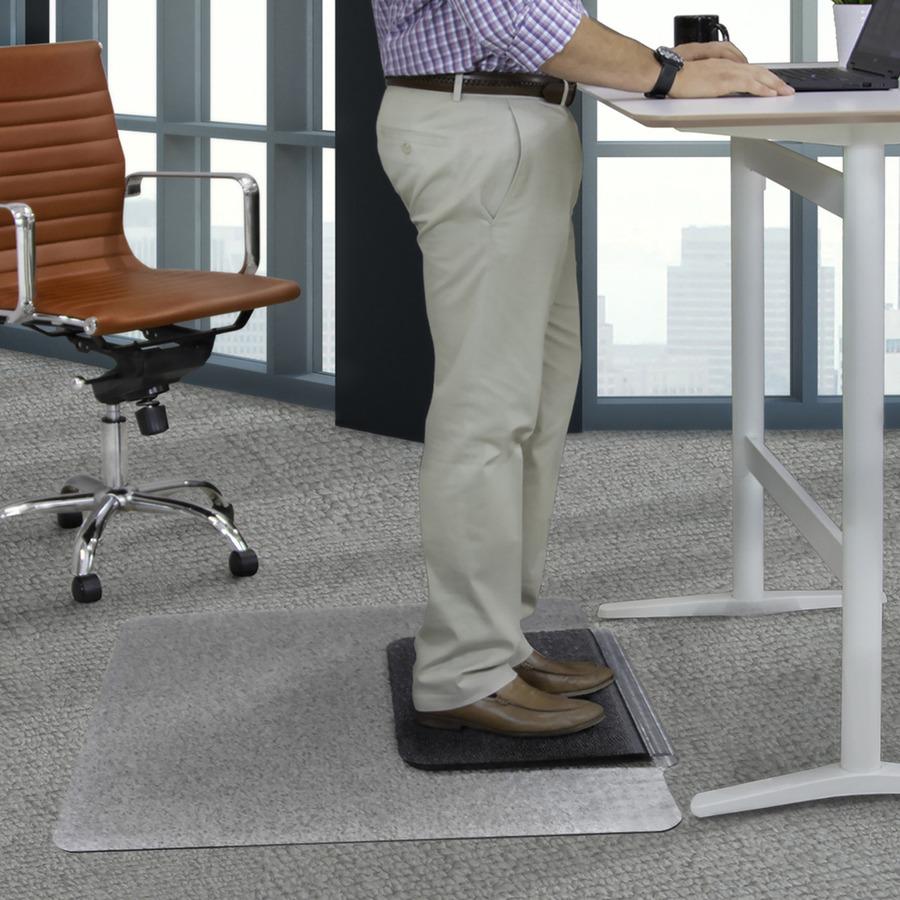ES ROBBINS Sit or Stand Mat with Lip - Pile Carpet - 53" Length x 36" Width - Lip Size 18" Length x 20" Width - Rectangular - Vinyl, Foam - Clear - 1Each. Picture 7