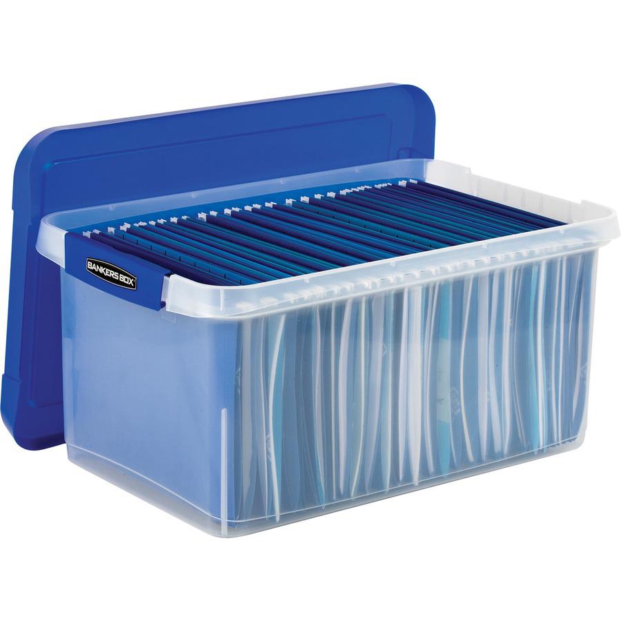 Bankers Box Heavy-Duty File Box - External Dimensions: 14.2" Width x 22.4" Depth x 10.6" Height - Media Size Supported: Letter 8.50" x 11" - Lid Lock Closure - Stackable - Plastic, Polypropylene - Cle. Picture 8