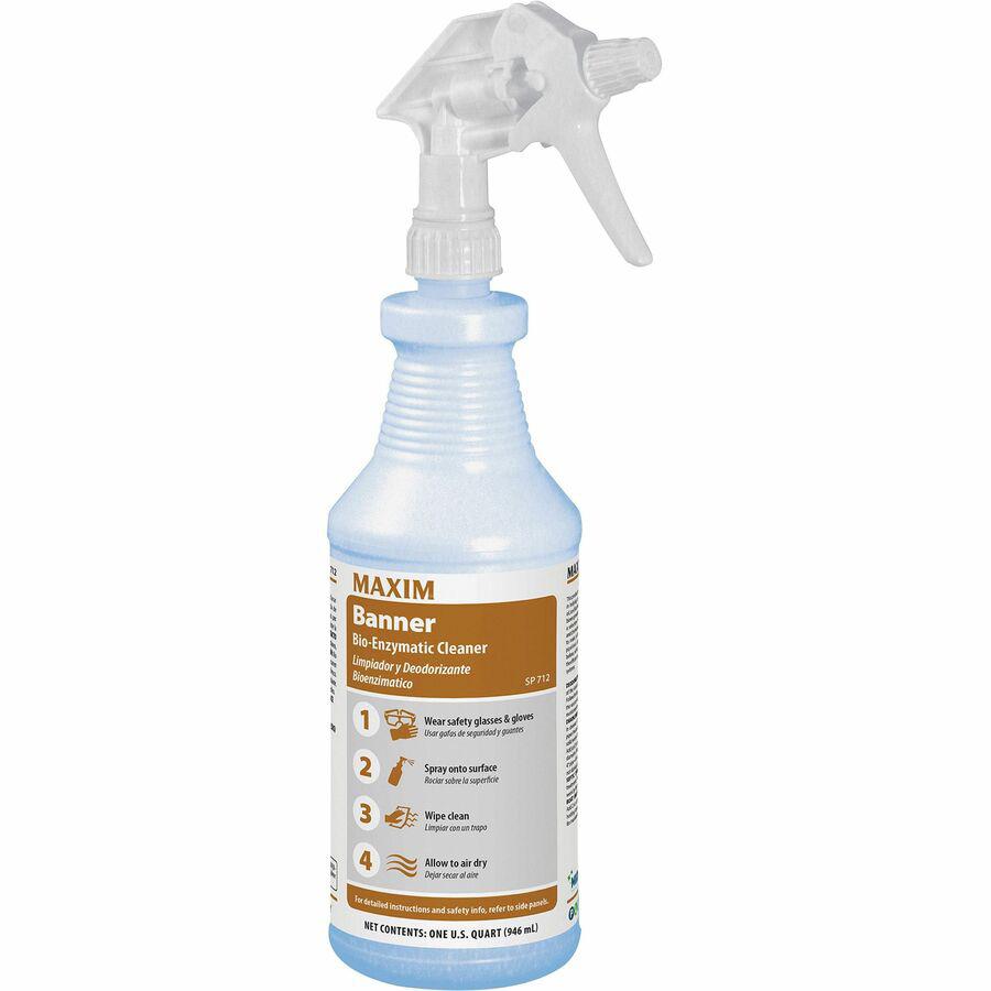 Midlab Banner Bio-Enzymatic Cleaner - Ready-To-Use - 32 fl oz (1 quart) - Fresh Scent - 12 / Carton - White. Picture 2