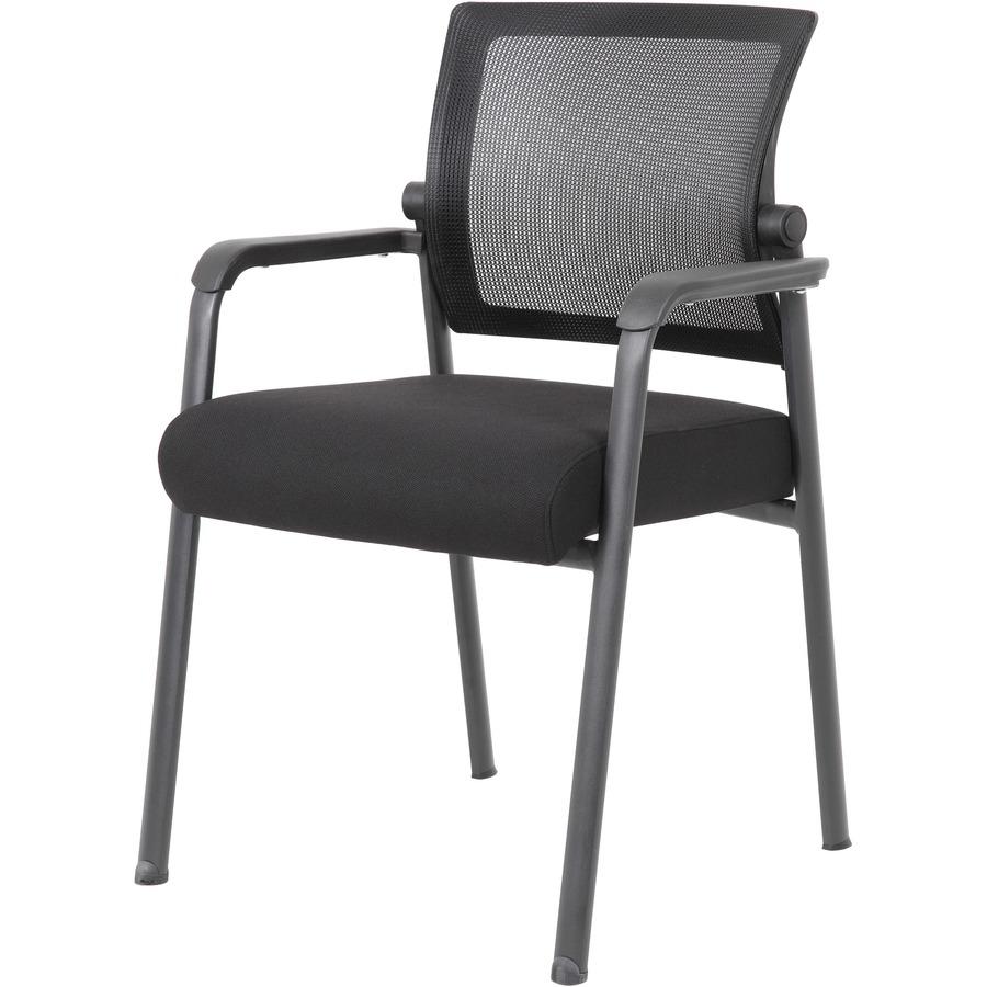 Boss Mesh 4-Legged Guest Chair - Black Seat - Black Mesh Back - Tubular Steel Frame - Four-legged Base - 1 / Carton. Picture 11