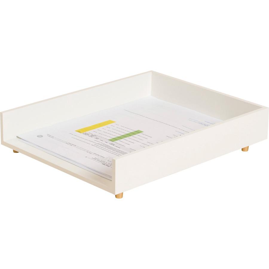 U Brands Juliet Collection Stackable Paper Tray - 2.5" Height x 9.5" Width x 12.3" Depth - Desktop, Tabletop - Stackable, Front Loading - Pine Wood, Brass - 1 Each. Picture 2