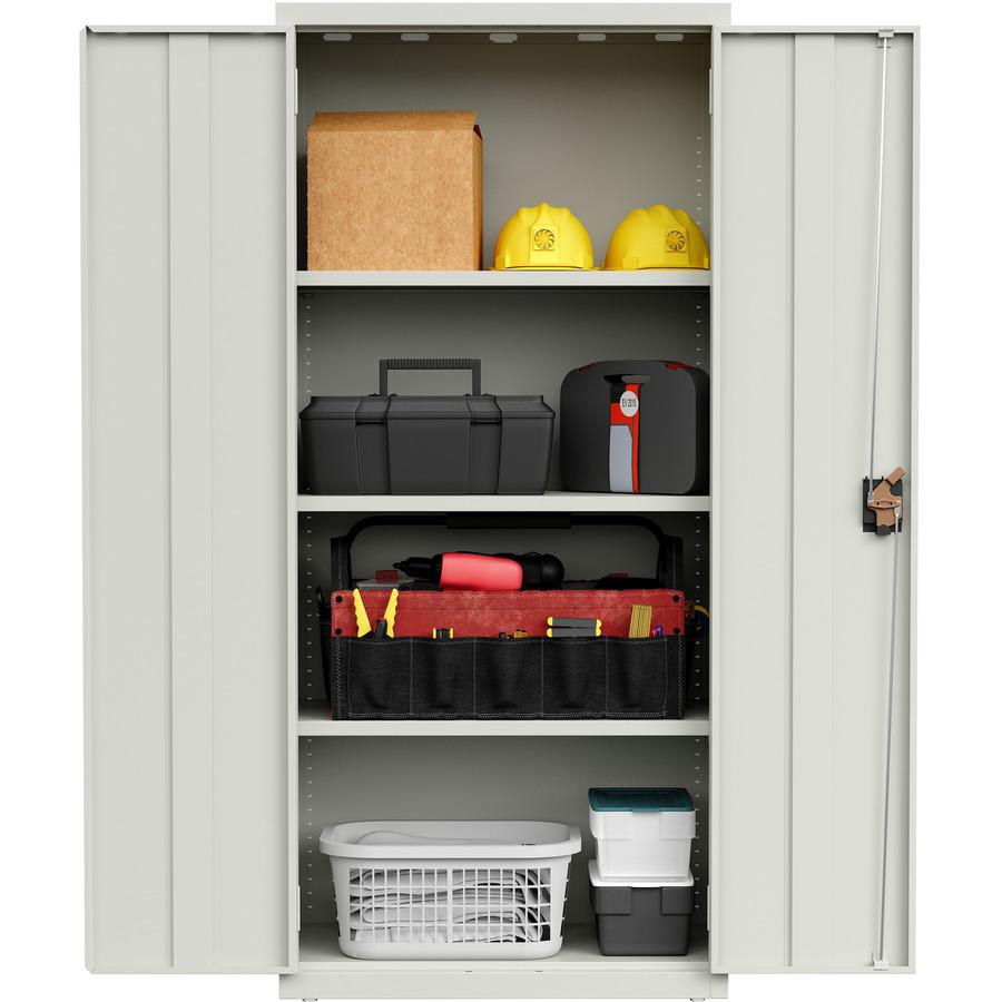 Lorell Fortress Series Slimline Storage Cabinet - 30" x 15" x 66" - 4 x Shelf(ves) - 720 lb Load Capacity - Durable, Welded, Nonporous Surface, Recessed Handle, Removable Lock, Locking System - Light . Picture 8
