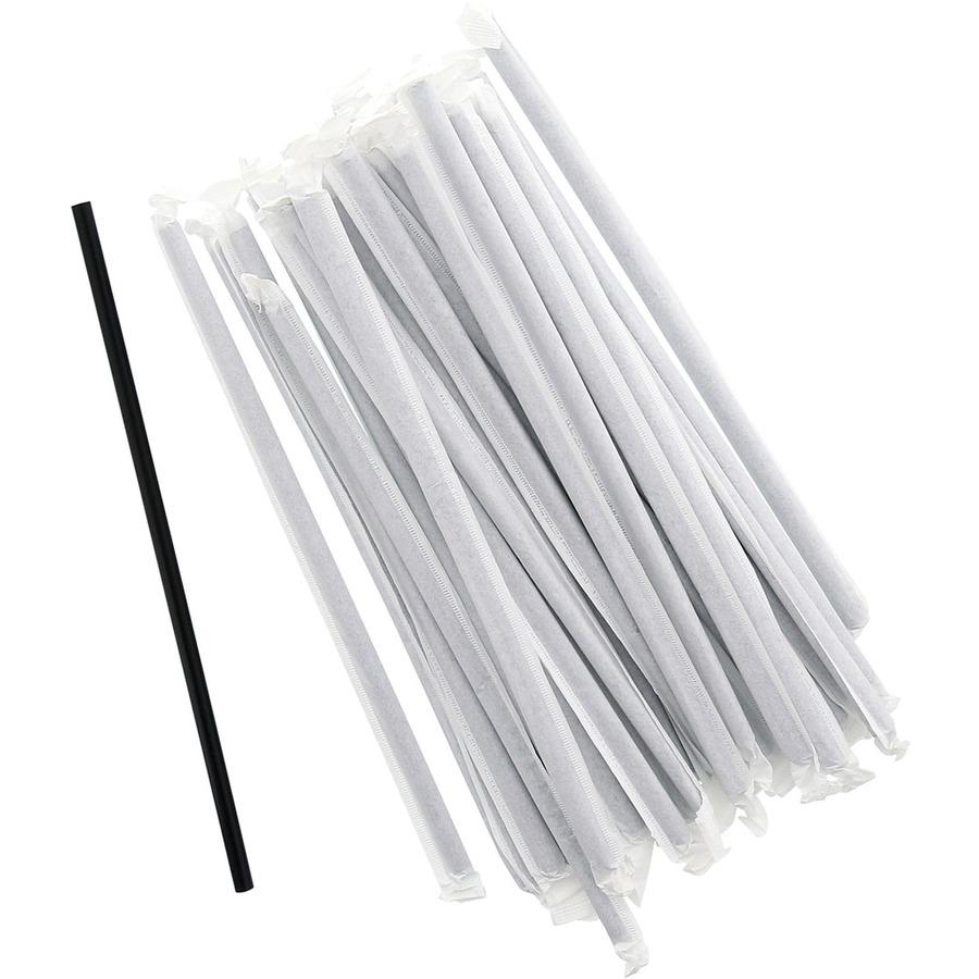 Banyan Black Straws - Wrapped - 7.8" Length - 5000 / Carton - Black. Picture 5