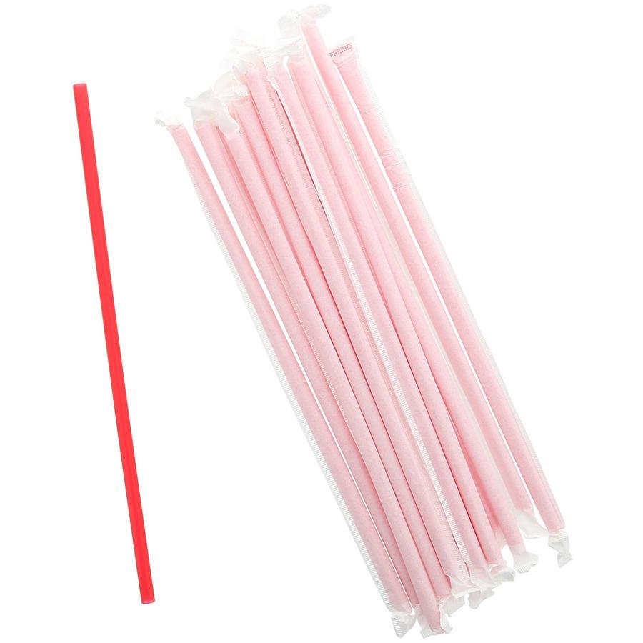 Banyan Giant Red Straws - Wrapped - 10.3" Length - 1200 / Carton - Red. Picture 5