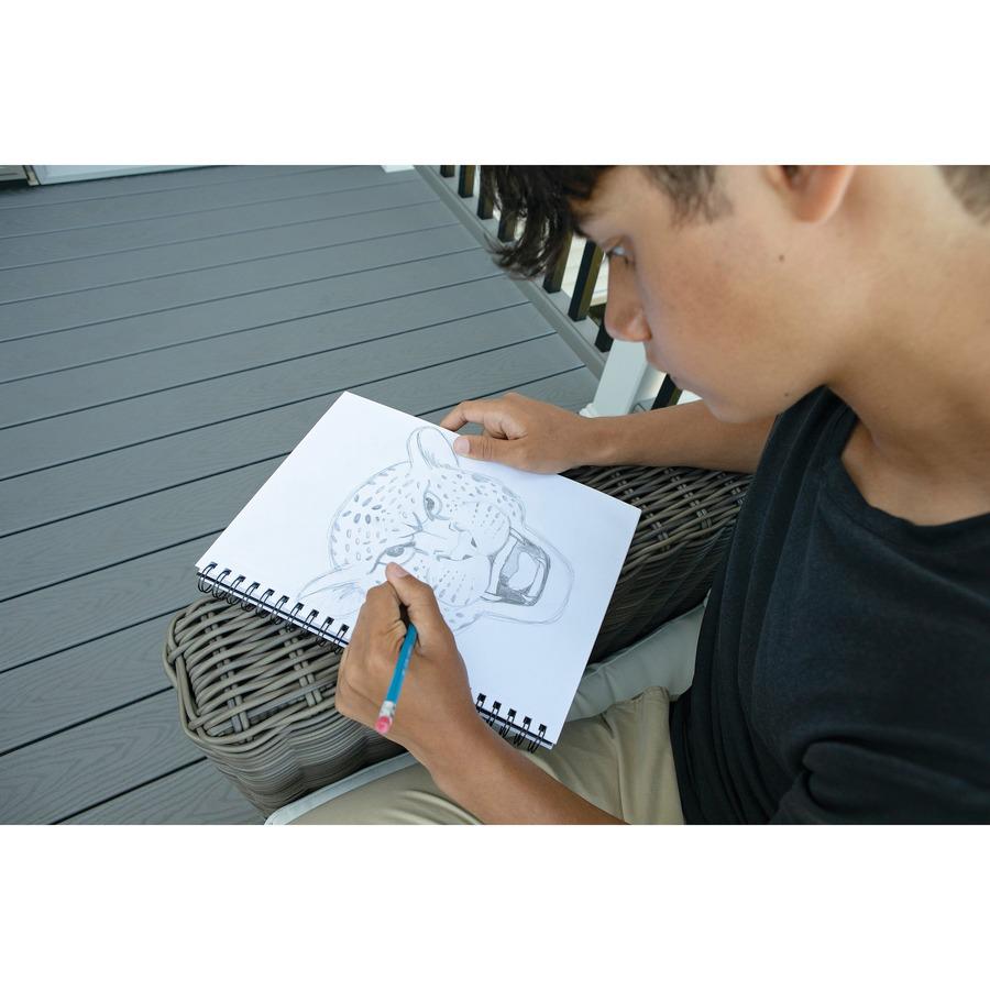 UCreate Poly Cover Sketch Book - 75 Sheets - Spiral - 70 lb Basis Weight - 12" x 9" - 12" x 9" - BlackPolyurethane Cover - Heavyweight, Acid-free Paper, Durable Cover, Perforated - 1 Each. Picture 7