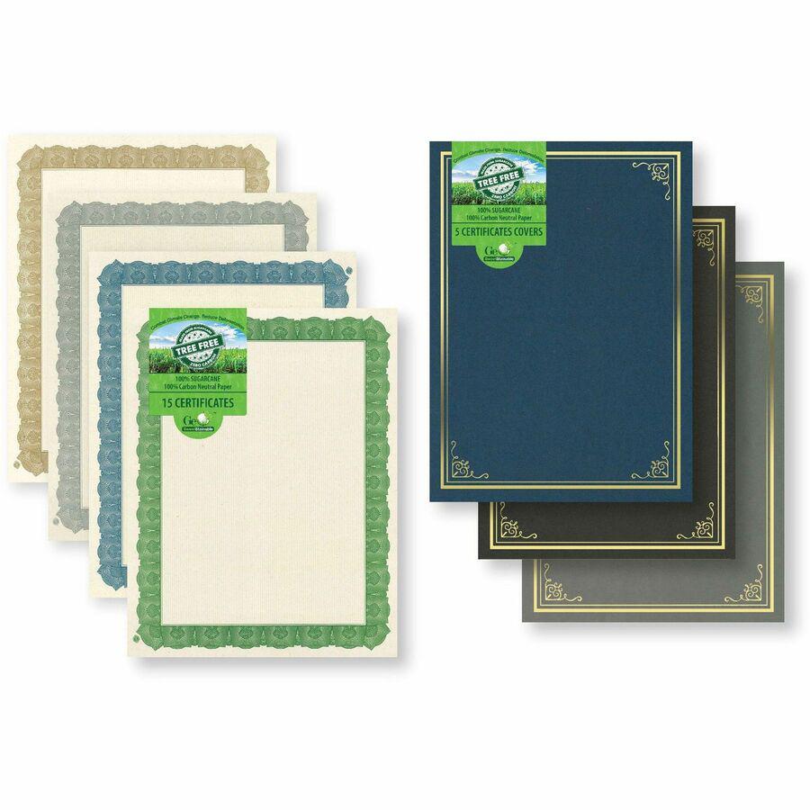 Geographics Premium Certificates with Gold Seals - 65 lb Basis Weight - 11" - Inkjet Compatible - Gold, Assorted, Multicolor with Gold Border - Card Stock, Foil - 12 / Pack. Picture 4