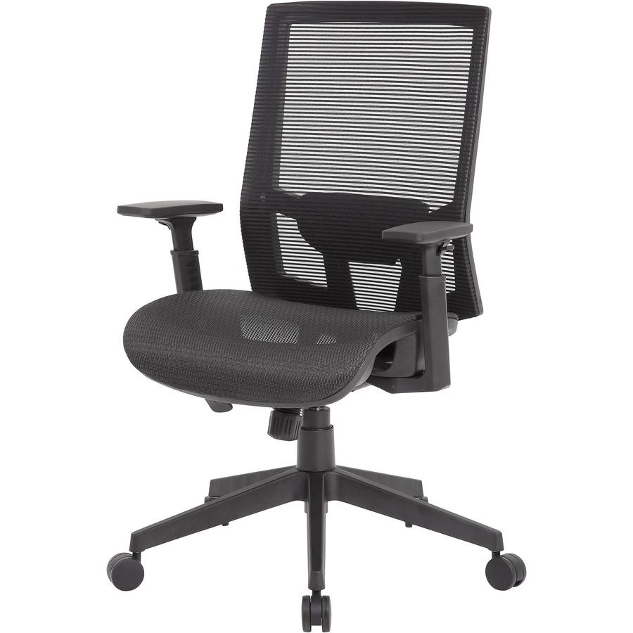 Boss Mesh Task Chair - Black Seat - Black Back - Black Frame - 5-star Base - Mesh - Armrest - 1 Each. Picture 14
