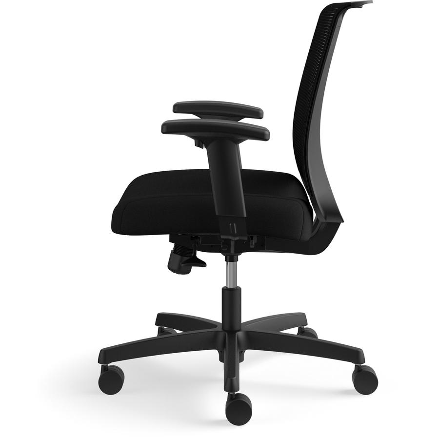 HON Convergence Synchro Tilt Task Chair - Black Fabric Seat - Black Back - Low Back - 5-star Base - Armrest - 1 Each. Picture 12