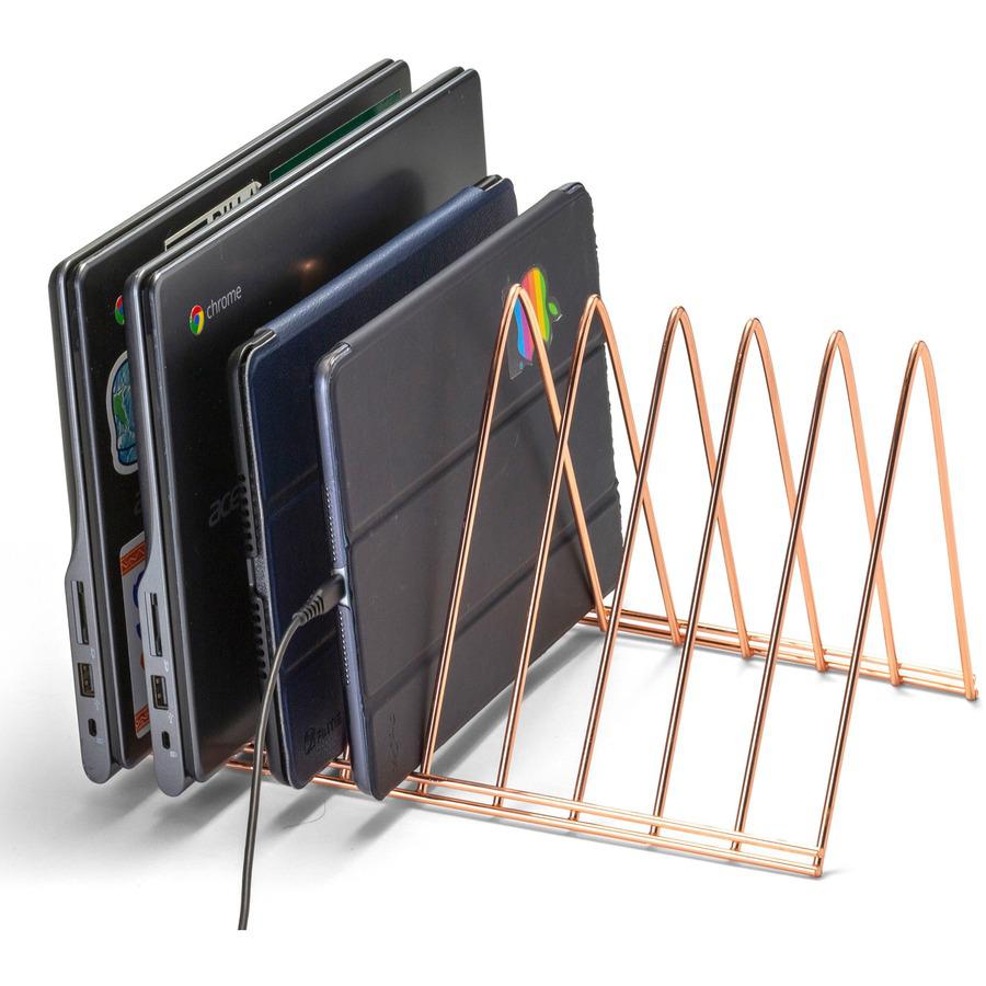 Officemate Triangle Wire Sorter, Rose Gold - 7" Height x 7" Width x 11" DepthDesktop - Sturdy - Rose Gold - Steel Wire - 1 Each. Picture 3