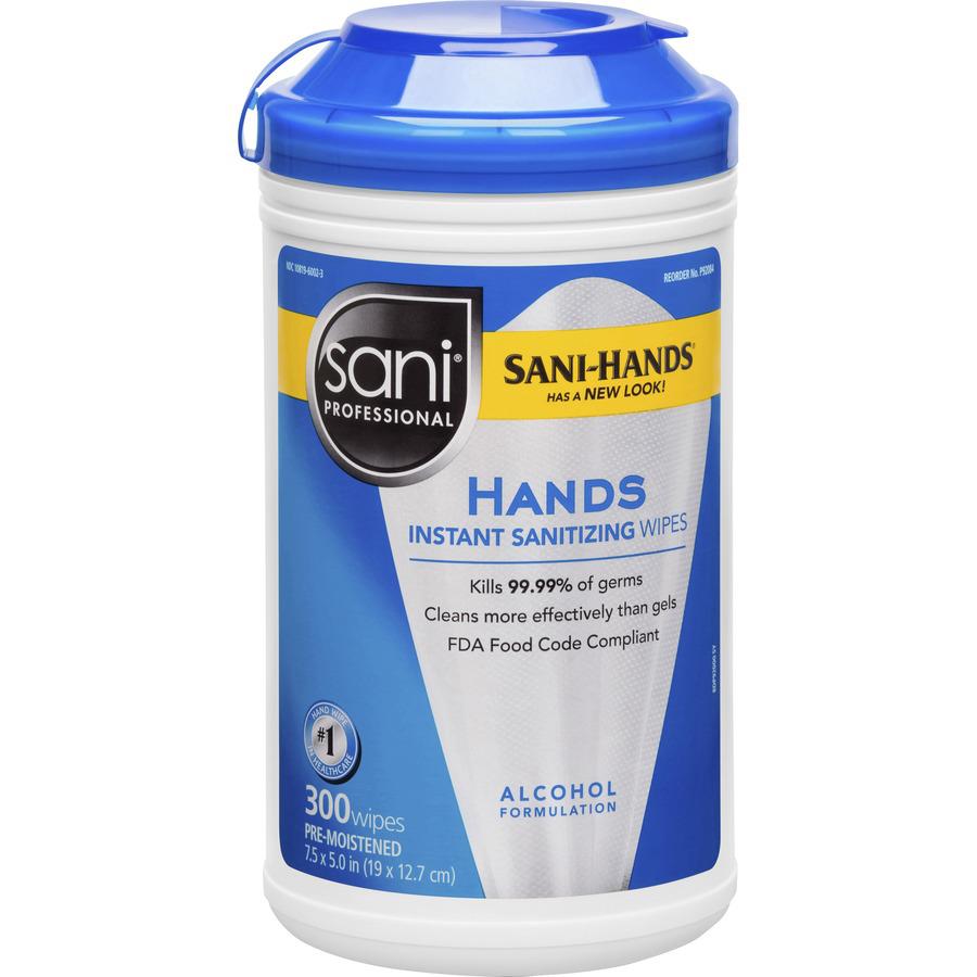 PDI Hands Instant Sanitizing Wipes - White - 300 Per Canister - 1 Each. Picture 2