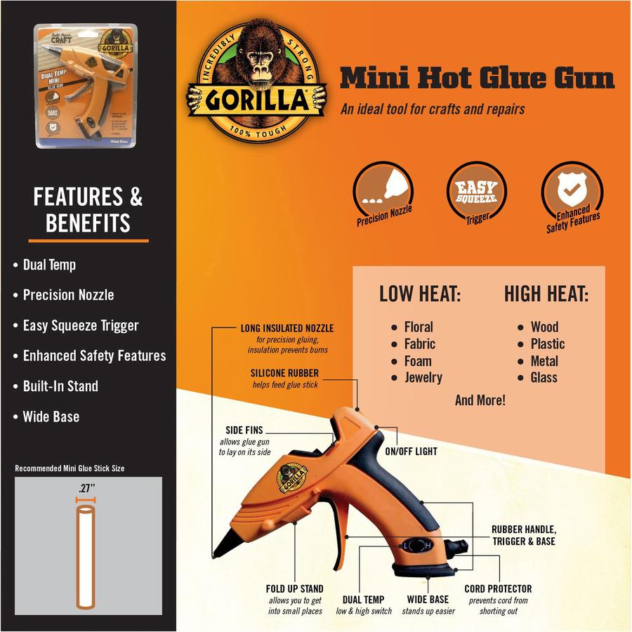 Gorilla Glue Dual Temp Mini Glue Gun - Orange, Black. Picture 5