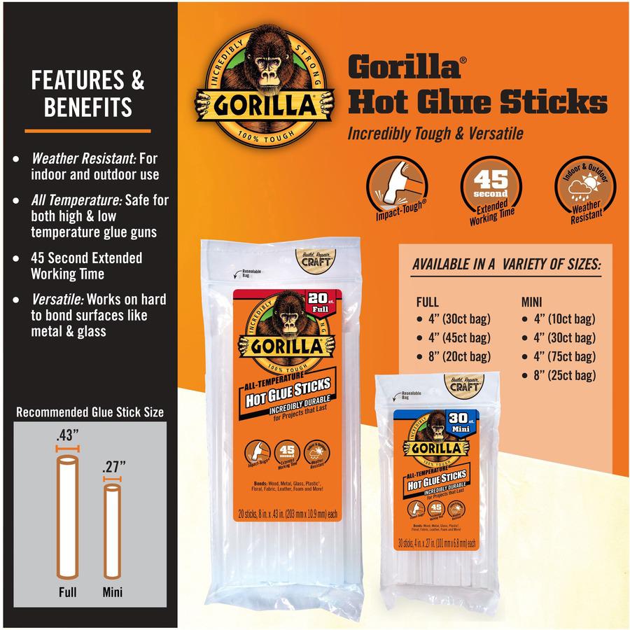 Gorilla Glue Mini Hot Glue Sticks - 75 / Pack - Clear. Picture 5