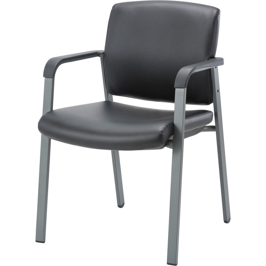 Lorell Healthcare Upholstery Guest Chair - Steel Frame - Square Base - Black - Vinyl - Armrest - 1 Each. Picture 11