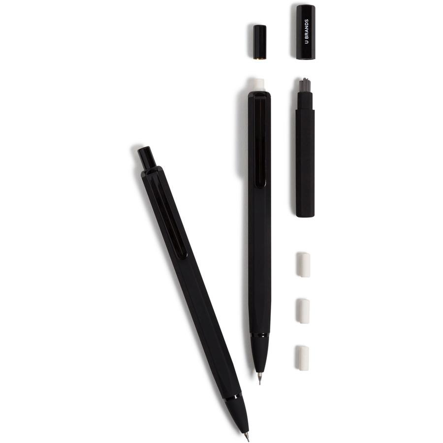 U Brands Cambria Mechanical Pencils - #2 Lead - Refillable - Matte Black Barrel - 1 Pack. Picture 5