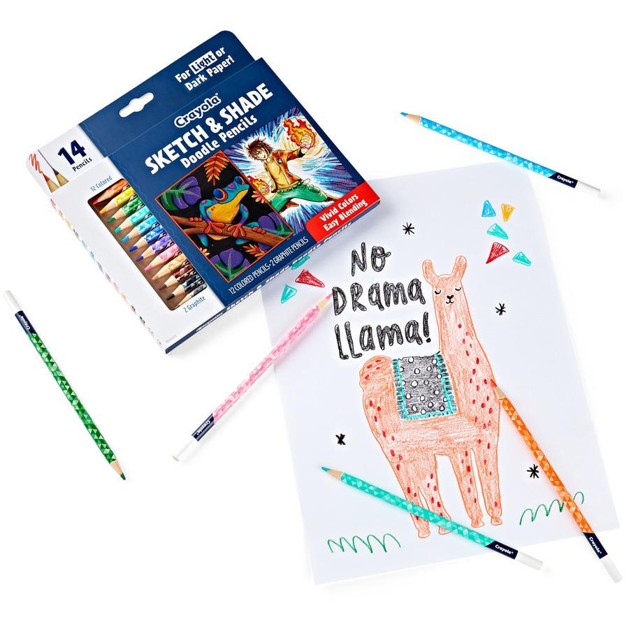 Crayola Sketch & Shade Doodle Pencils - 2H, HB Lead - Graphite Lead - Multicolor Barrel - 14 / Pack. Picture 10