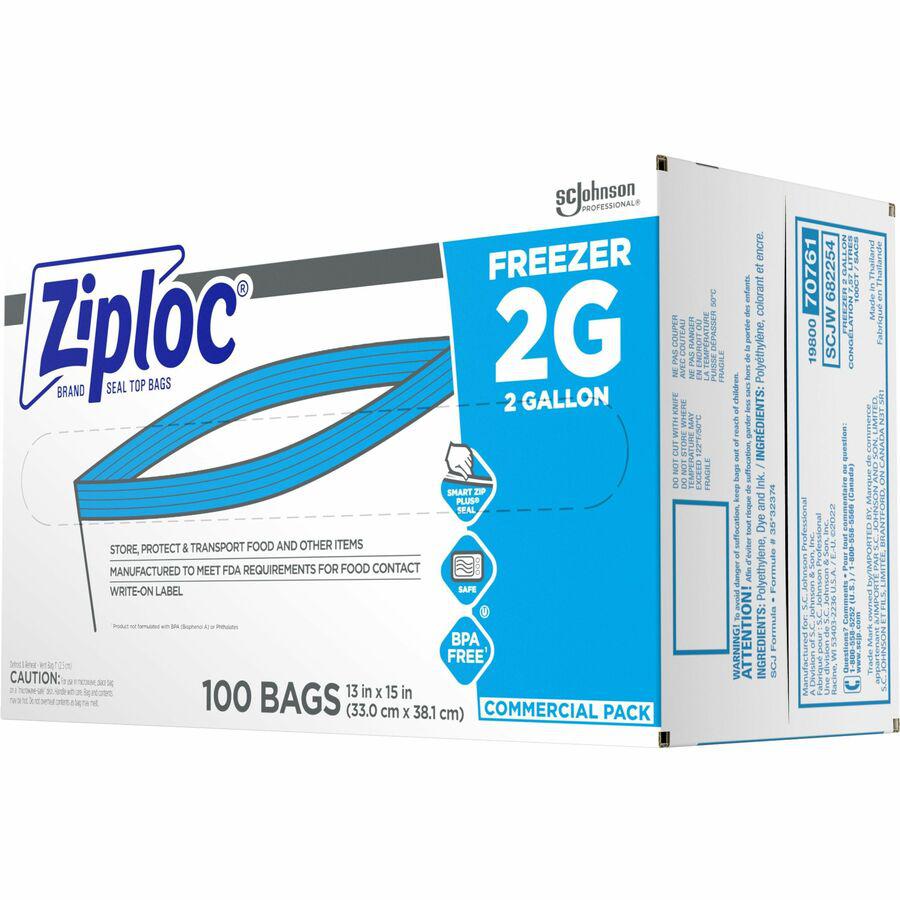 Ziploc&reg; Grip n' Seal Freezer Bags - 2 gal Capacity - 13" Width x 15" Length - Blue - Plastic - 1Carton - Food, Meat, Poultry, Fish. Picture 11