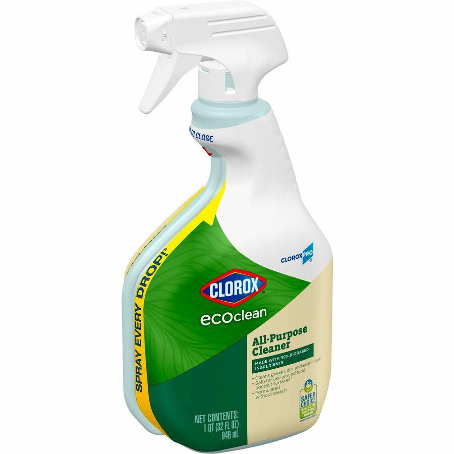 Clorox EcoClean All-Purpose Cleaner - 32 fl oz (1 quart) - 9 / Carton - Dye-free, Phosphate-free, Paraben-free, Petroleum Free, Solvent-free - Green, White. Picture 12