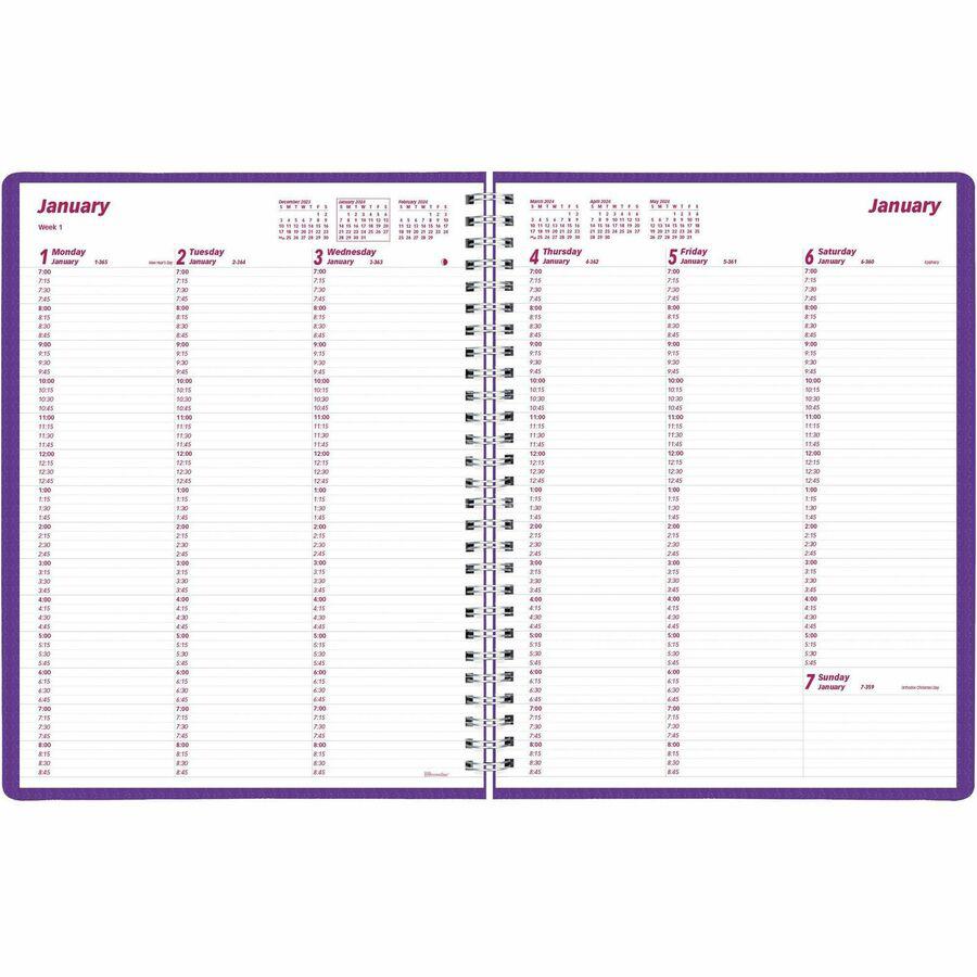 Brownline DuraFlex Weekly Appointment Planner - Weekly - 12 Month - January 2024 - December 2024 - 7:00 AM to 8:45 PM - Quarter-hourly - Monday - Friday, 7:00 AM to 5:45 PM - Quarter-hourly - Saturday. Picture 9