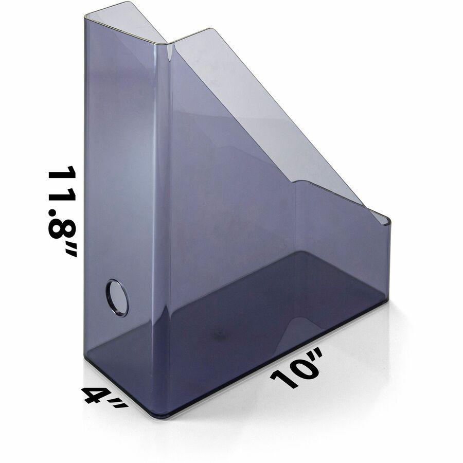 Officemate Literature/Magazine Holder - Vertical - 12.2" x 10.3" x 4.3" x - Plastic - 1 Each - Translucent Gray - Sturdy, Durable, Reusable. Picture 2