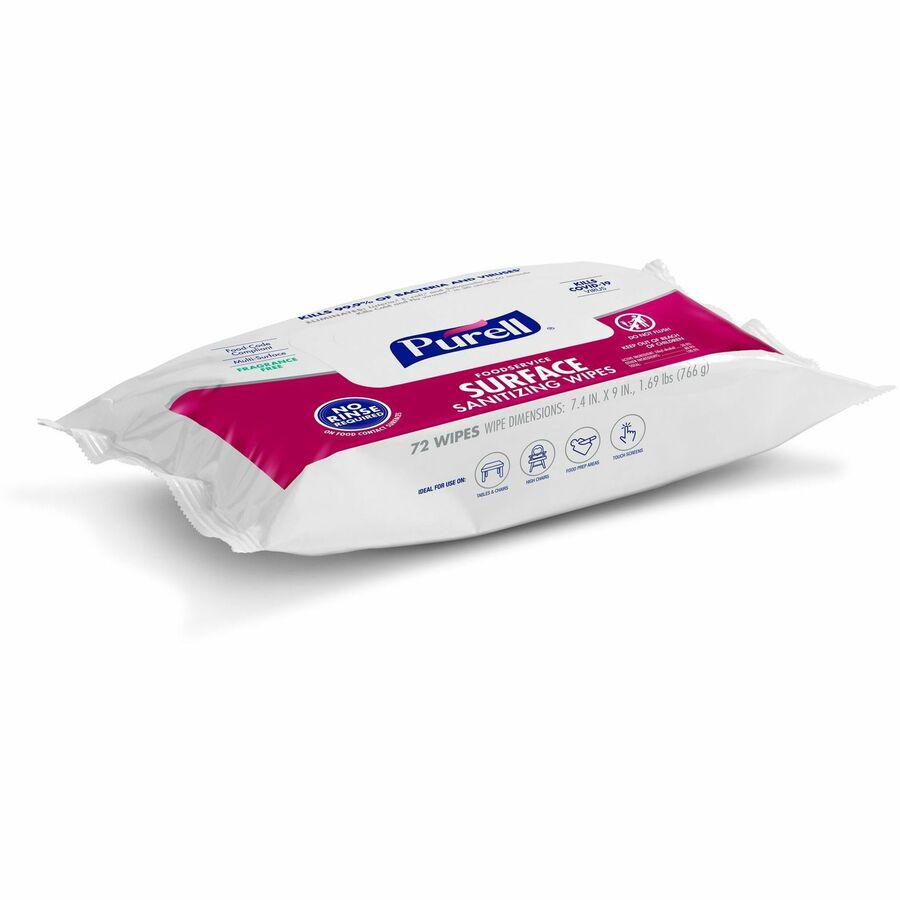 PURELL&reg; Foodservice Surface Sanitizing Wipes - White - 72 Per Packet - 12 / Carton. Picture 6